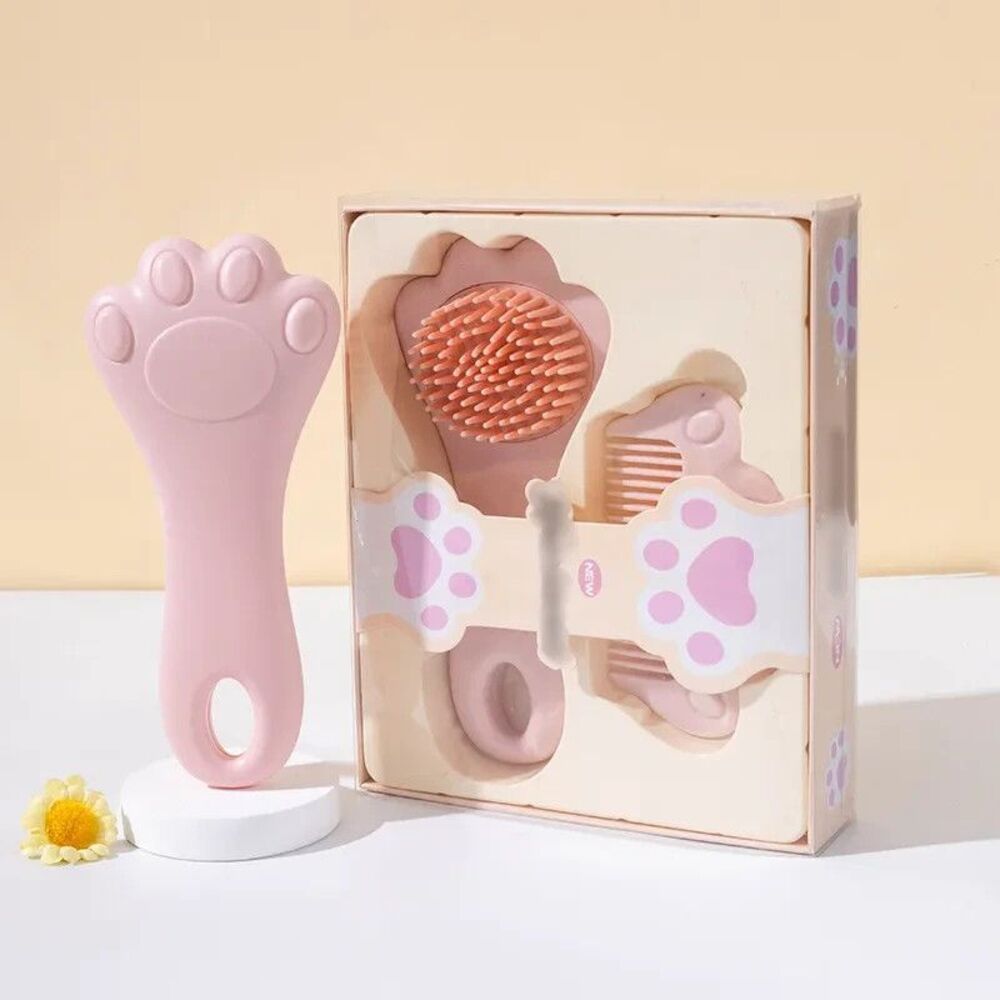 Soft Bristle Infant/Baby Hair Brush Comb Set for Newborn - Pink